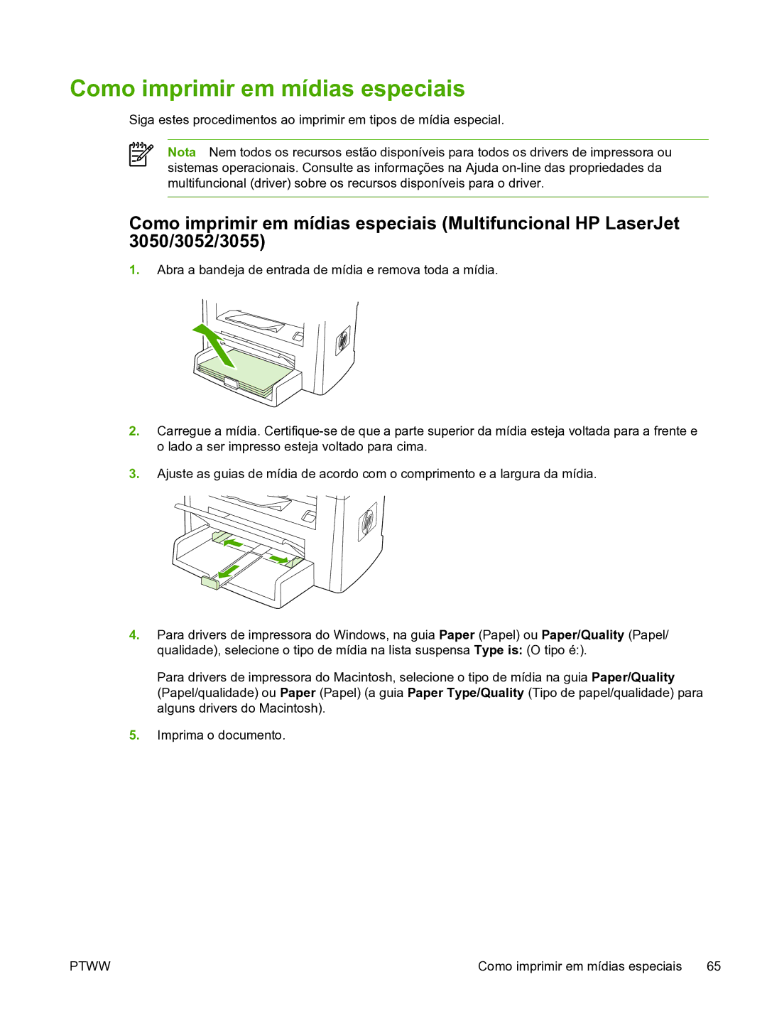 HP 3390 manual Como imprimir em mídias especiais 