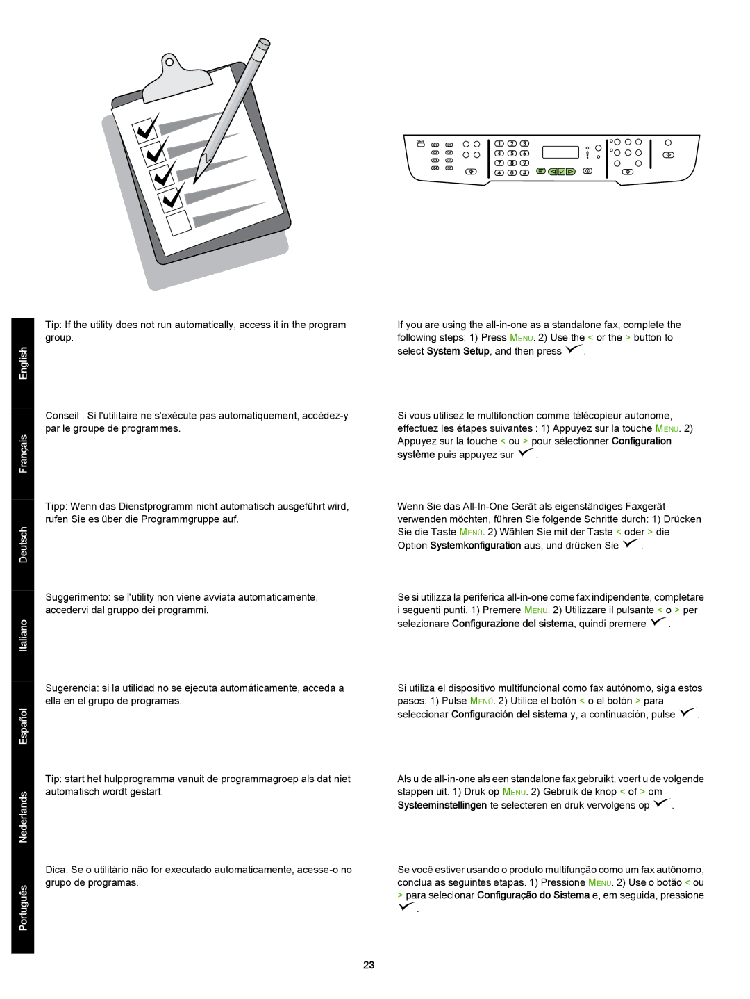 HP 3392 manual Système puis appuyez sur, Option Systemkonfiguration aus, und drücken Sie 