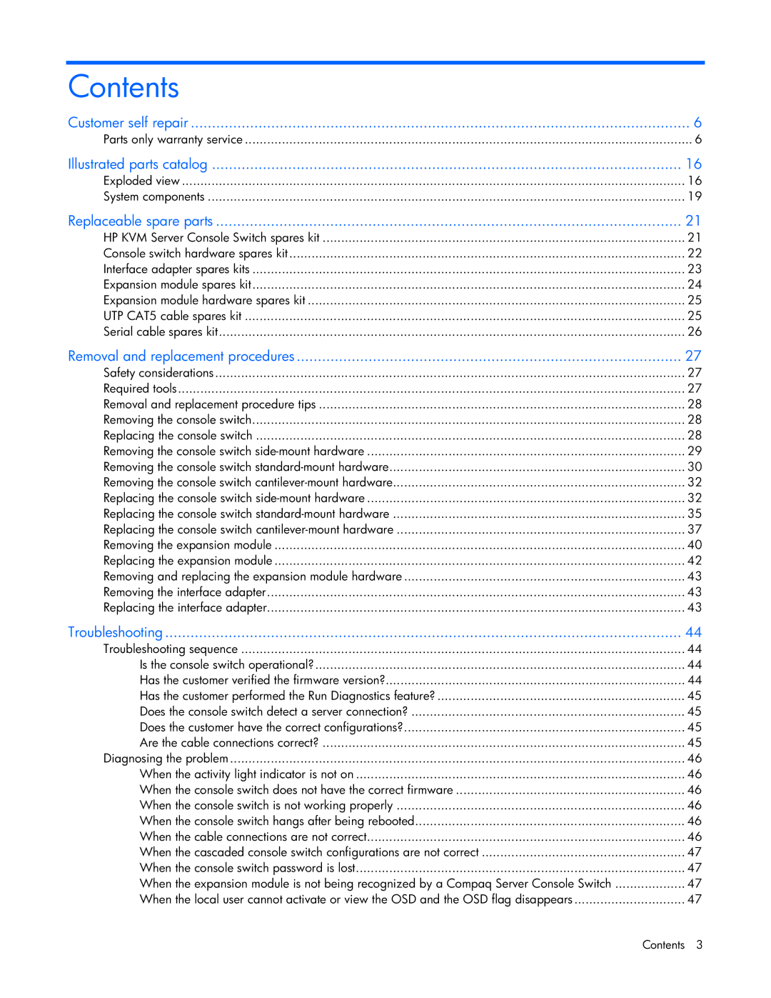 HP 339820-002 manual Contents 