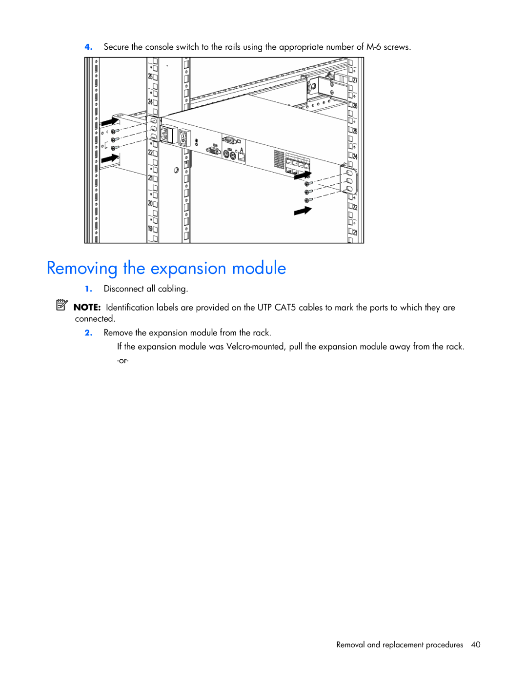 HP 339820-002 manual Removing the expansion module 