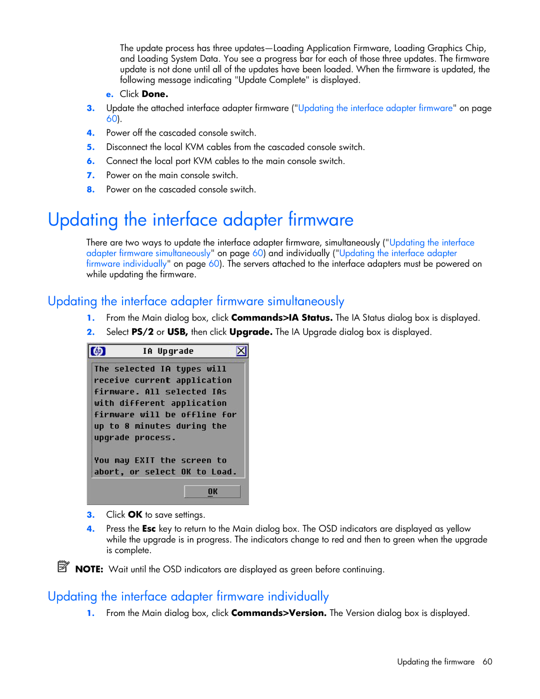 HP 339820-002 manual Updating the interface adapter firmware simultaneously 