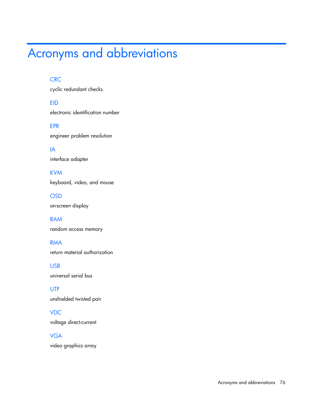 HP 339820-002 manual Acronyms and abbreviations 