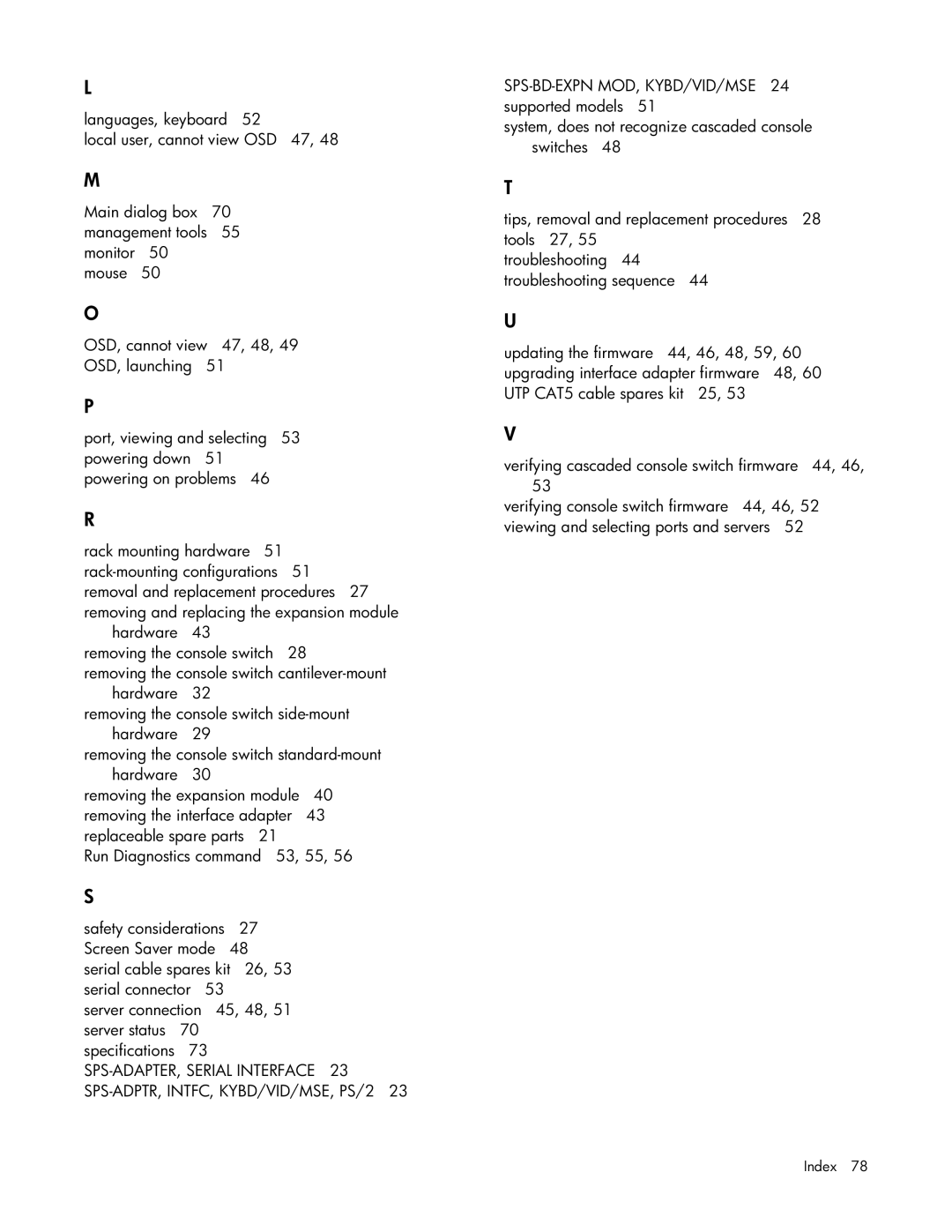 HP 339820-002 manual Index 