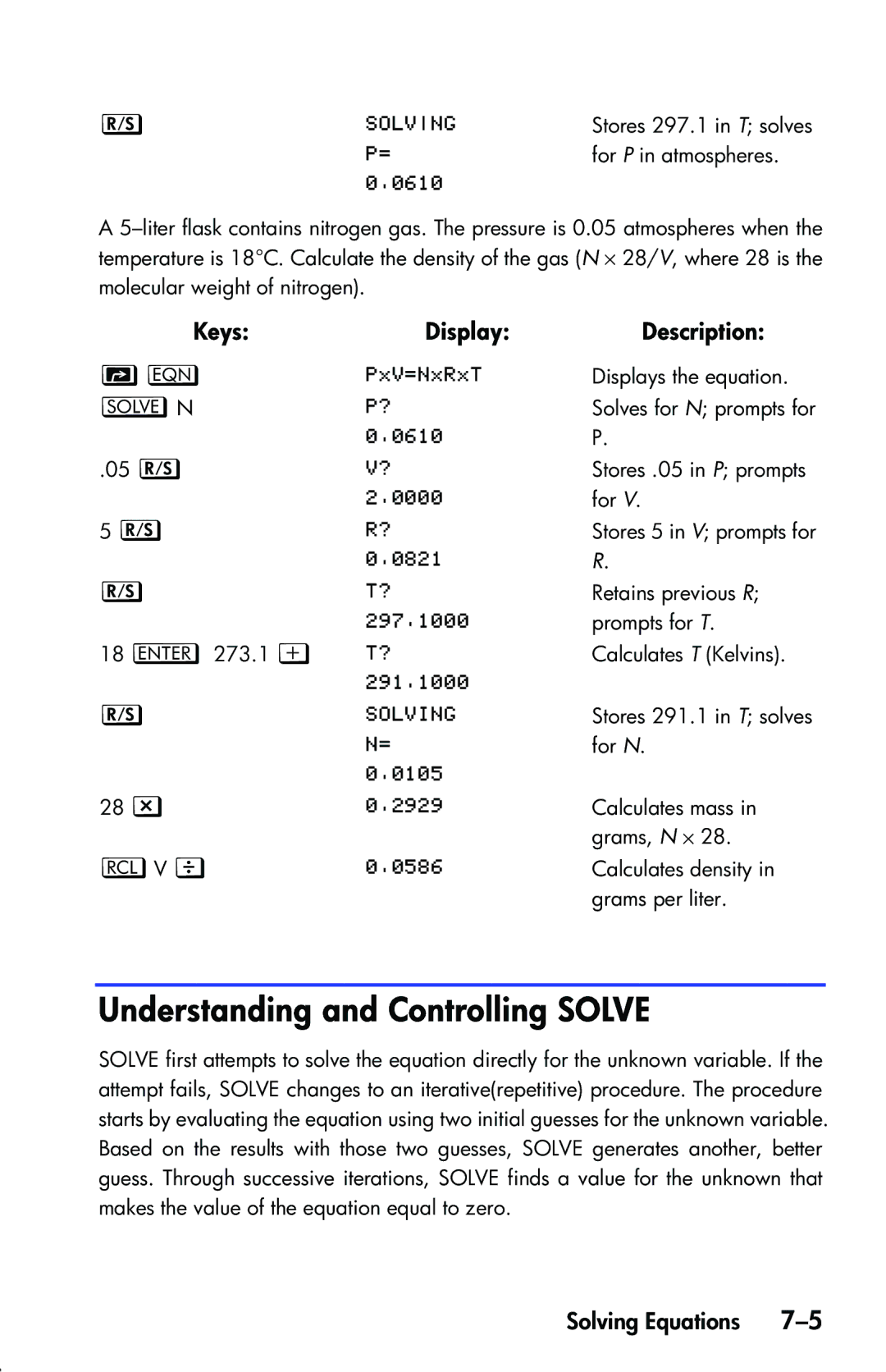 HP 33s Scientific manual LV q, Understanding and Controlling Solve 