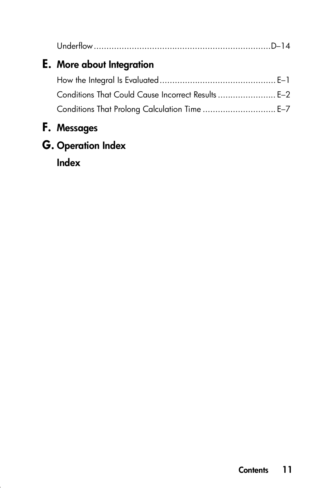 HP 33s Scientific manual Underflow, How the Integral Is Evaluated, Conditions That Prolong Calculation Time 