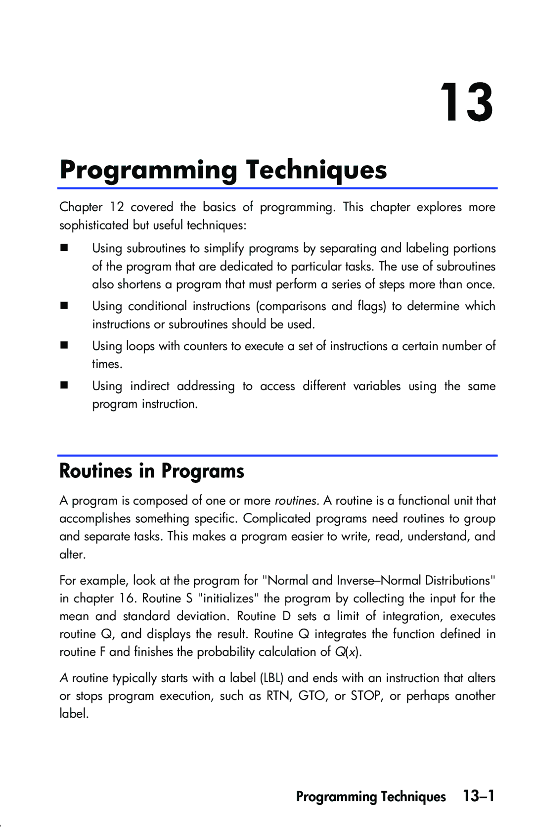 HP 33s Scientific manual Programming Techniques, Routines in Programs 