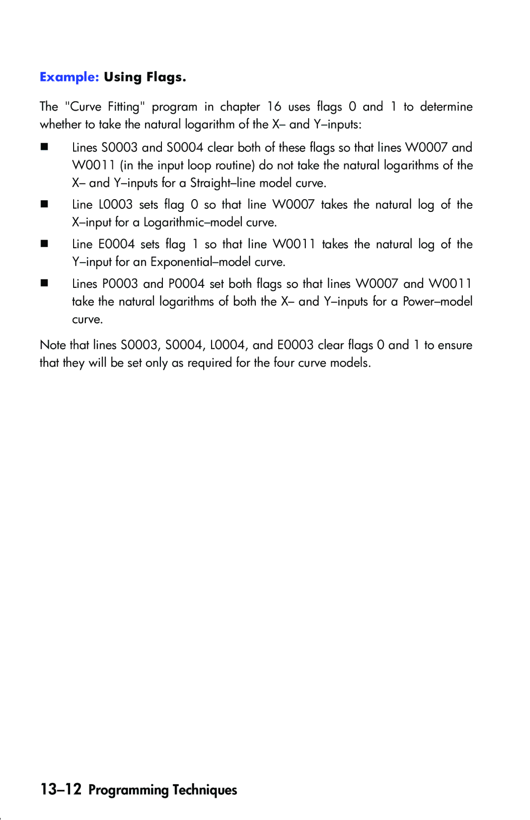 HP 33s Scientific manual 13-12Programming Techniques, Example Using Flags 