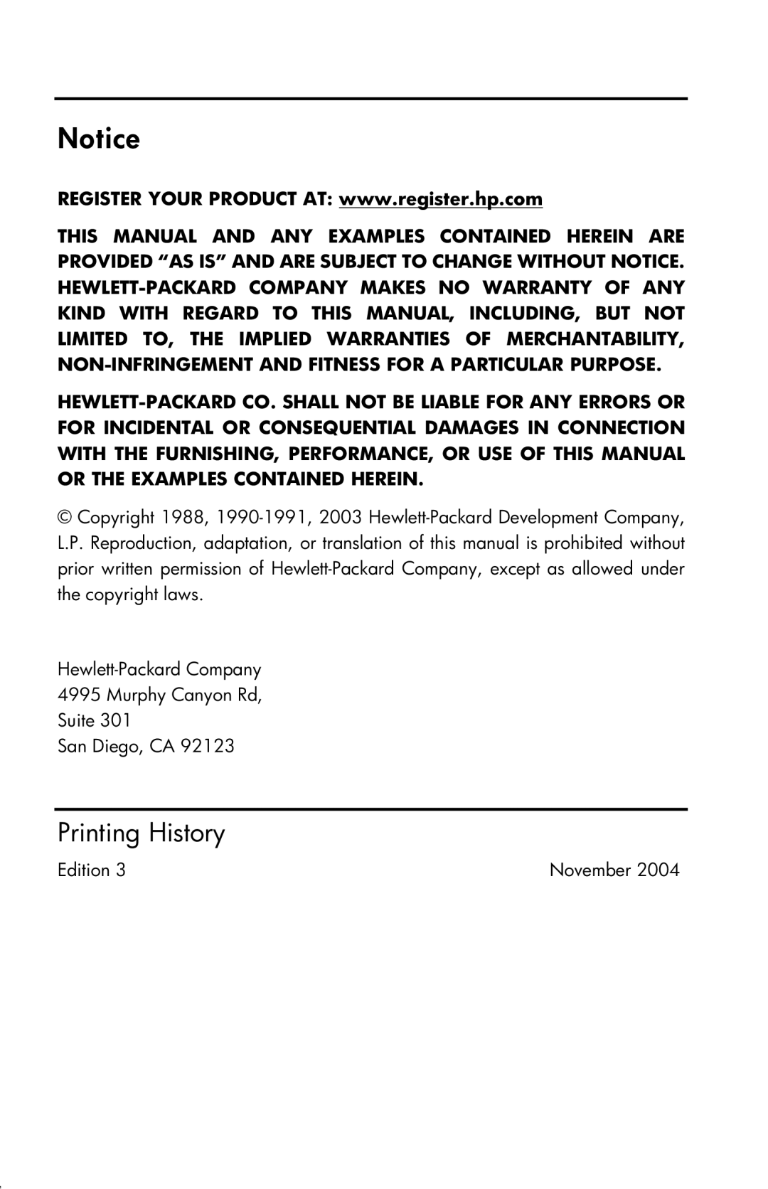 HP 33s Scientific manual Printing History 