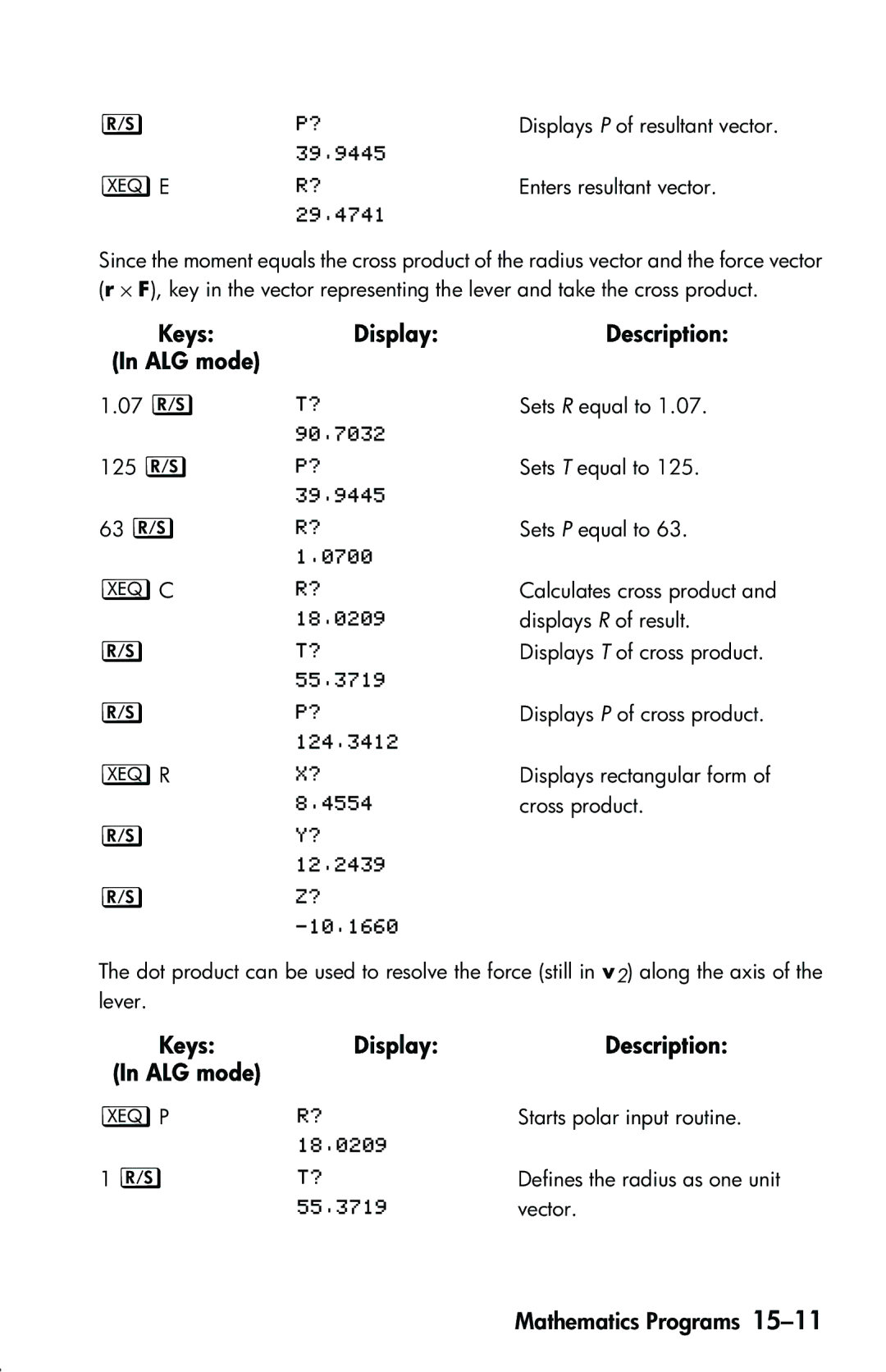 HP 33s Scientific manual 07 g !@  125 g @ 