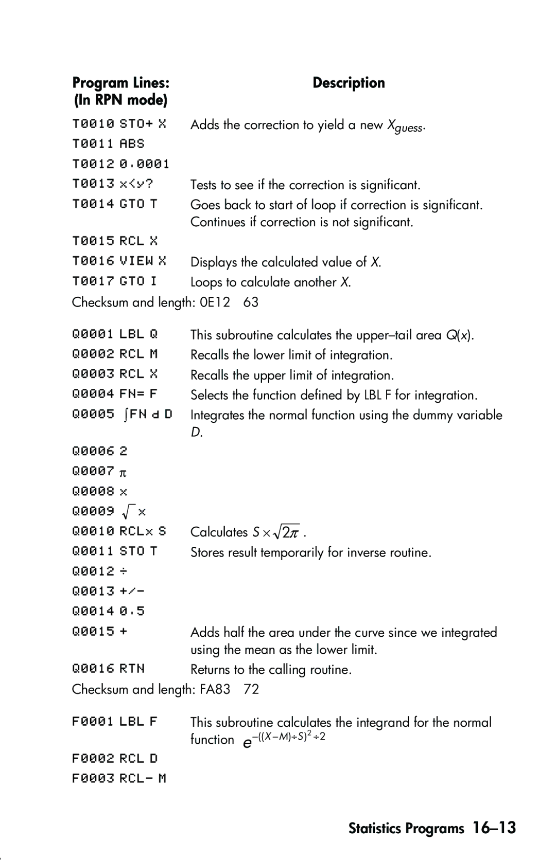 HP 33s Scientific manual Function 