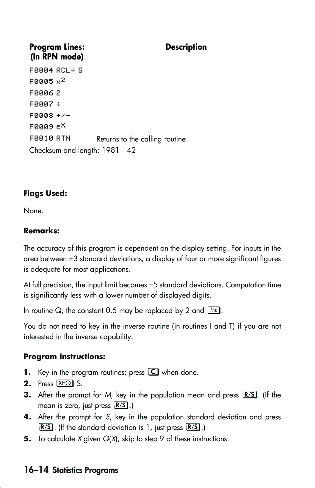 HP 33s Scientific manual 16-14Statistics Programs,  ª   º     ª  -+.  H %  ! 