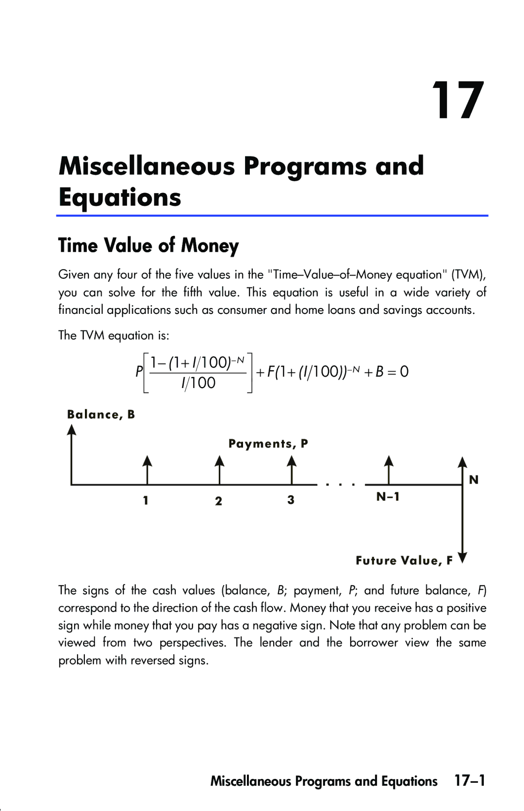 HP 33s Scientific manual Miscellaneous Programs and Equations, Time Value of Money 