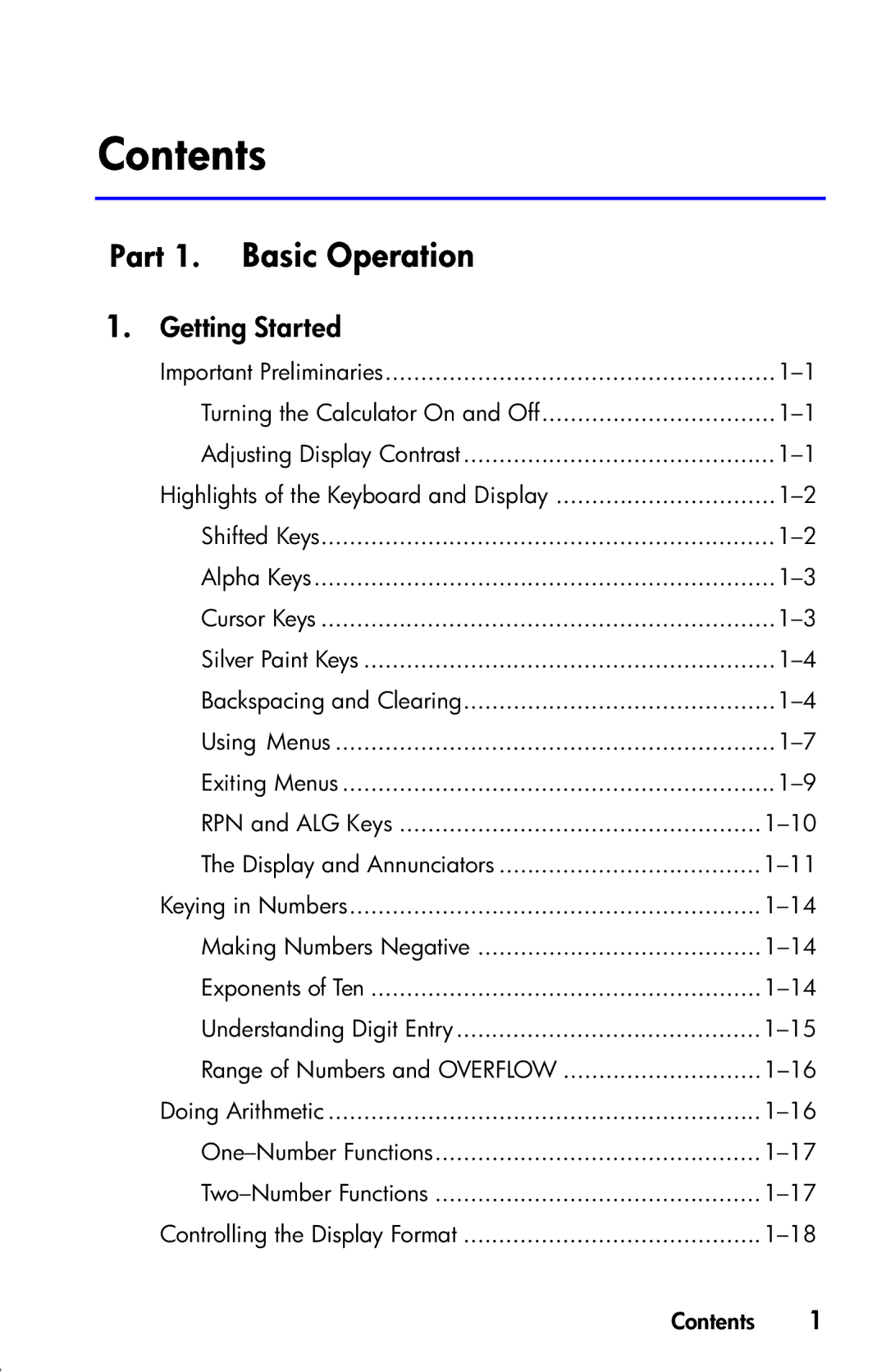 HP 33s Scientific manual Contents 