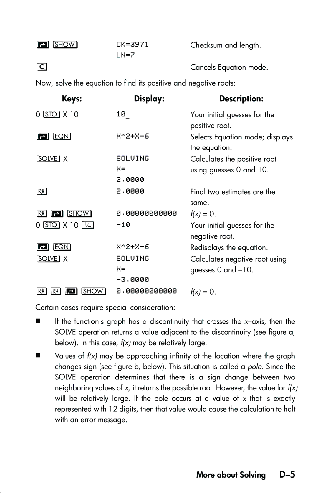 HP 33s Scientific manual More about Solving D-5, / , / , -%. ,   