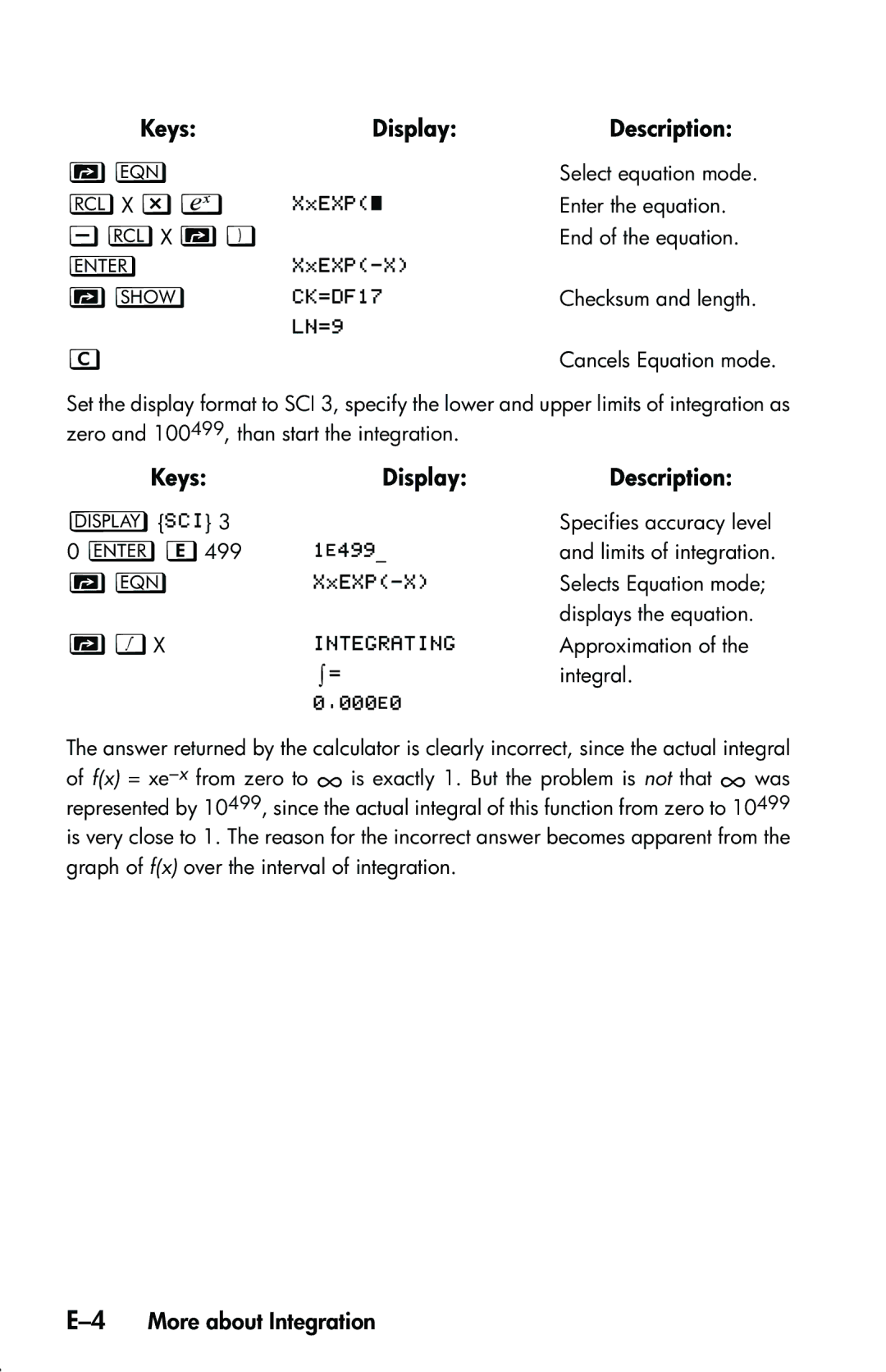 HP 33s Scientific manual LX z, Lx ` , ‡ , 4More about Integration 