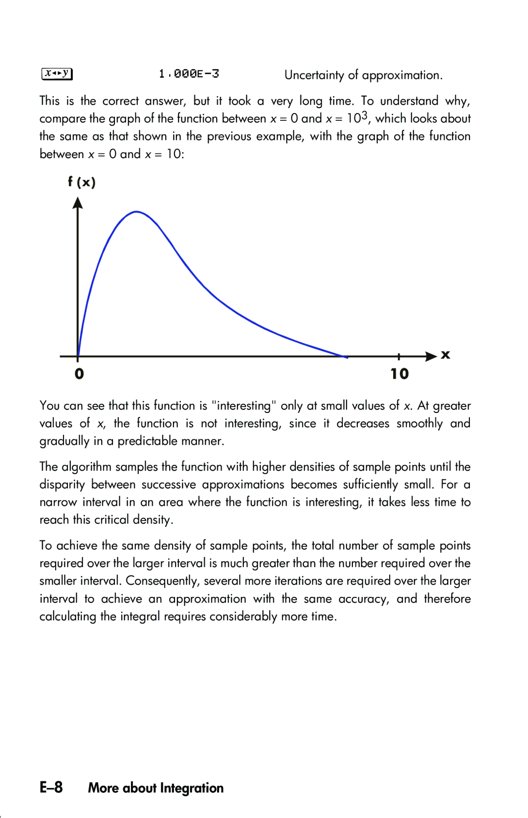 HP 33s Scientific manual 8More about Integration, . 