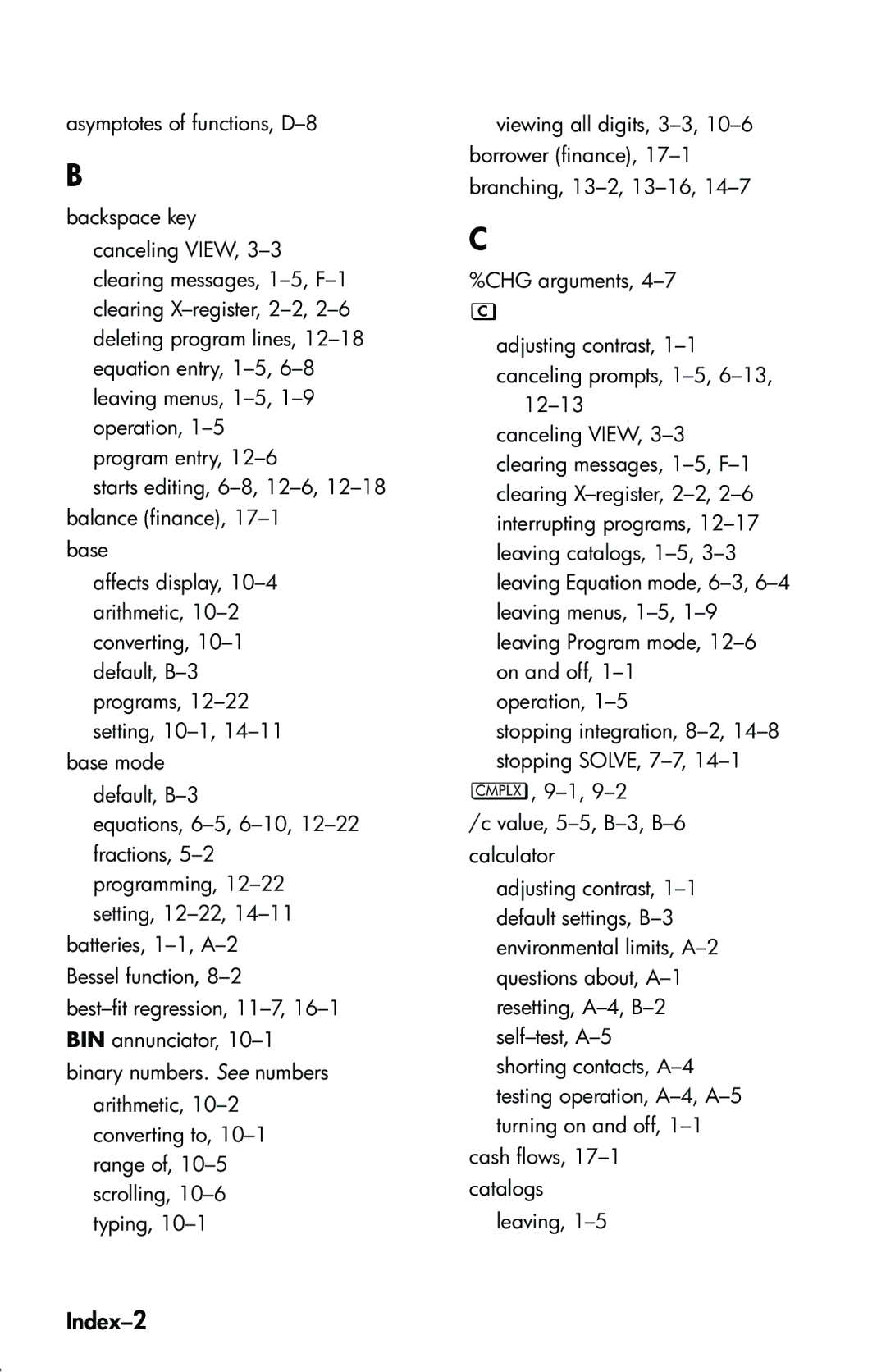 HP 33s Scientific manual Index-2 