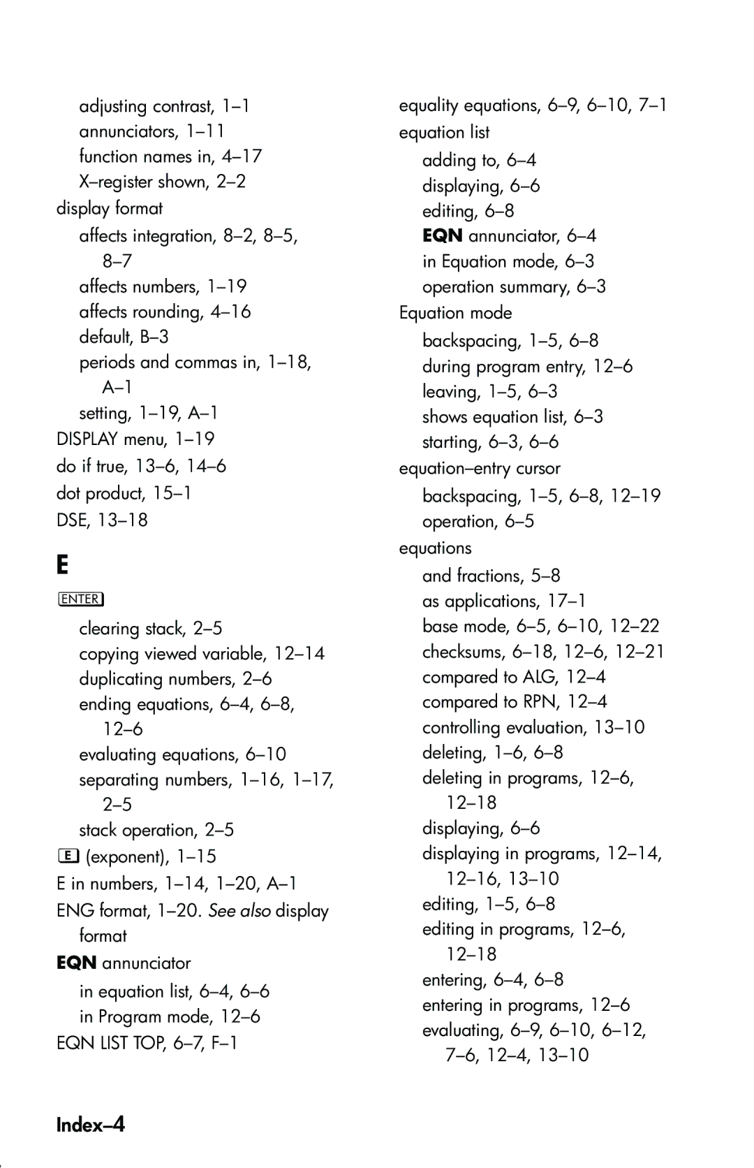 HP 33s Scientific manual Index-4 