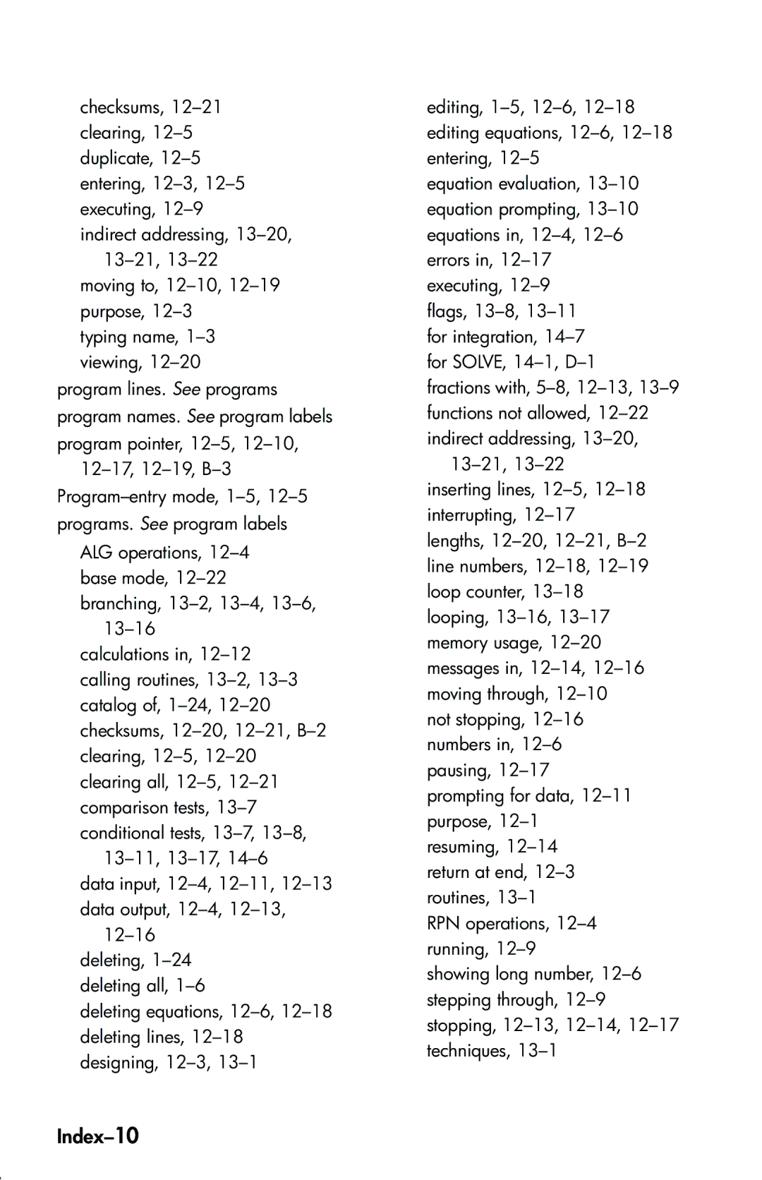 HP 33s Scientific manual Index-10 