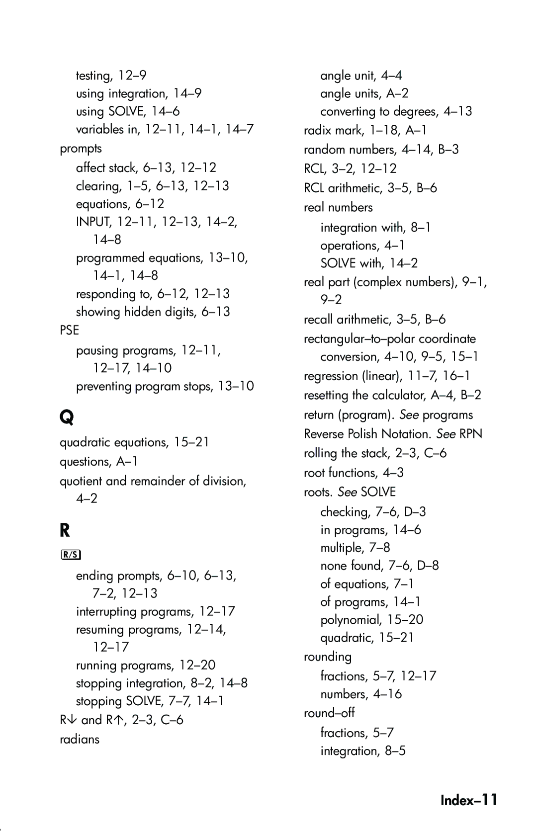 HP 33s Scientific manual Index-11 