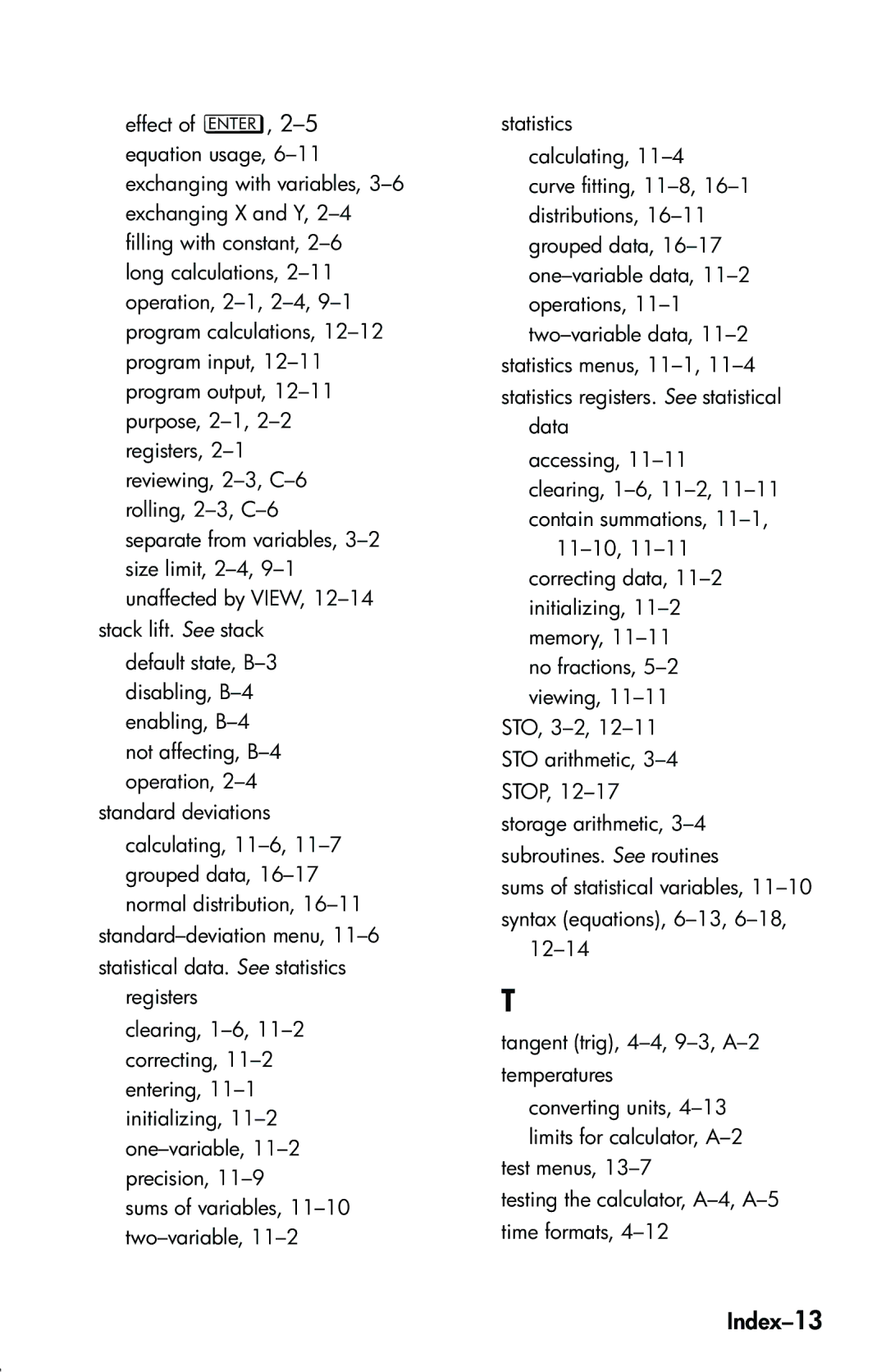 HP 33s Scientific manual Index-13 