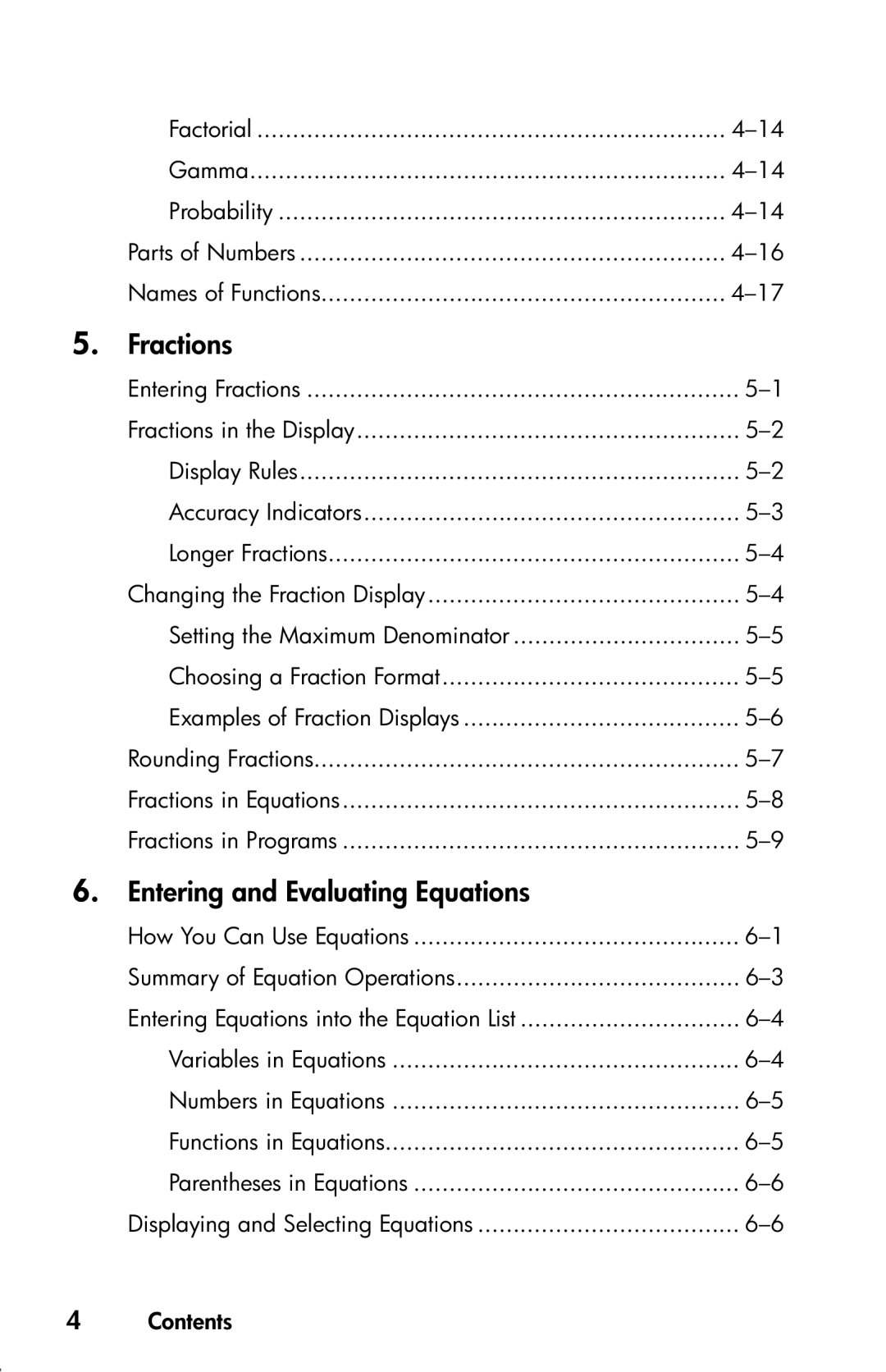 HP 33s Scientific manual Fractions in Programs, How You Can Use Equations Summary of Equation Operations 