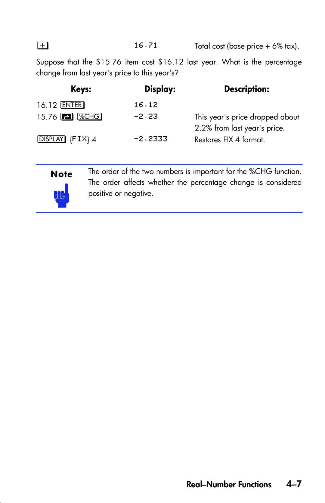 HP 33s Scientific manual 16.12 ‘   15.76 T . 