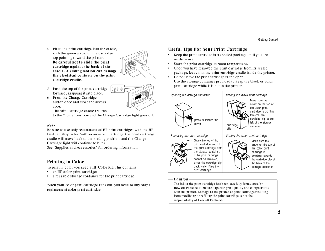 HP 340 manual Printing in Color, Useful Tips For Your Print Cartridge 