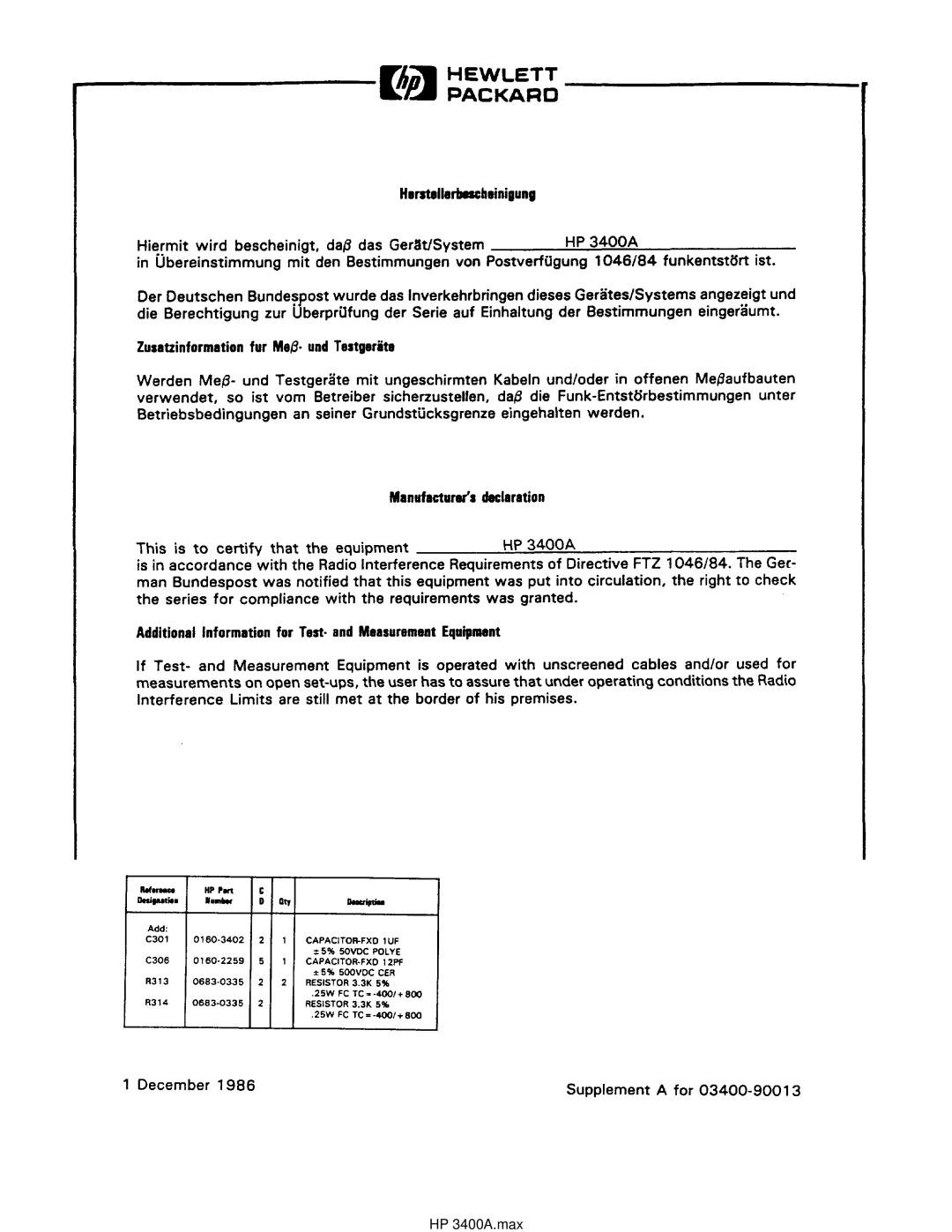 HP manual HP 3400A.max 