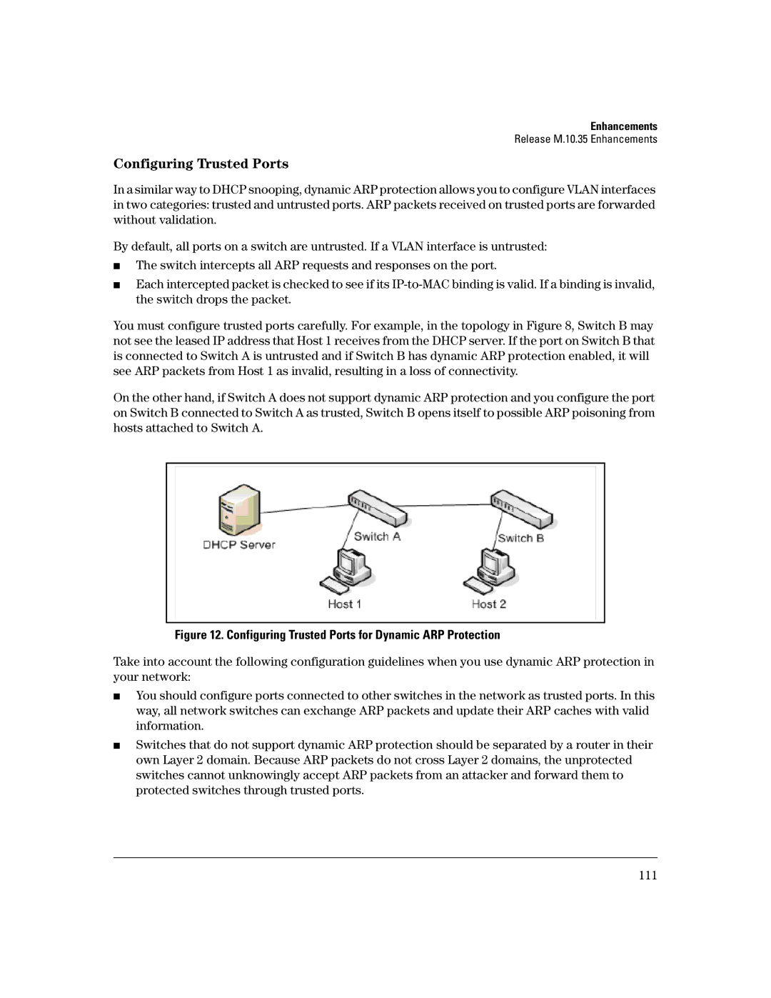 HP 3400CL-24G manual Configuring Trusted Ports for Dynamic ARP Protection 