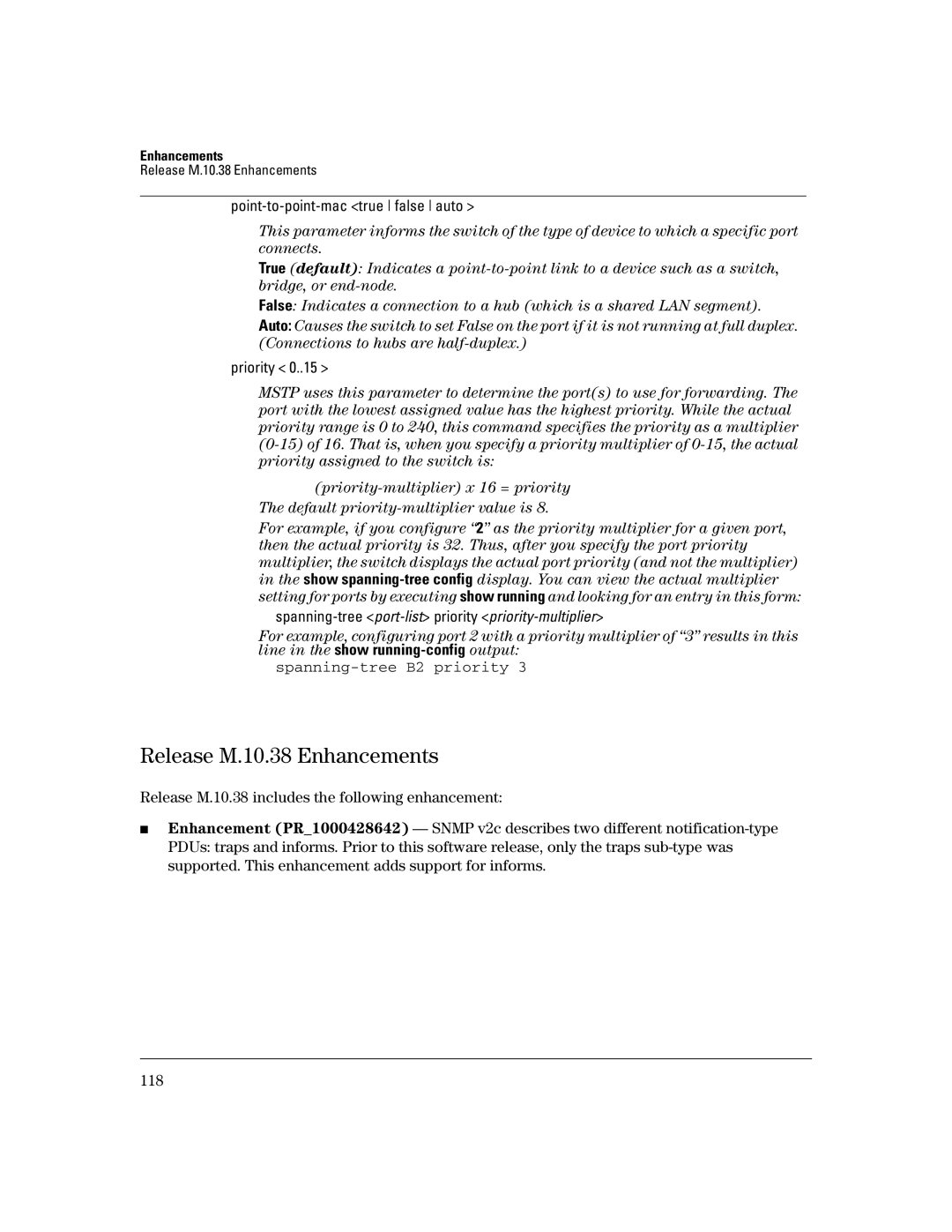 HP 3400CL-24G manual Release M.10.38 Enhancements, Spanning-tree B2 priority 