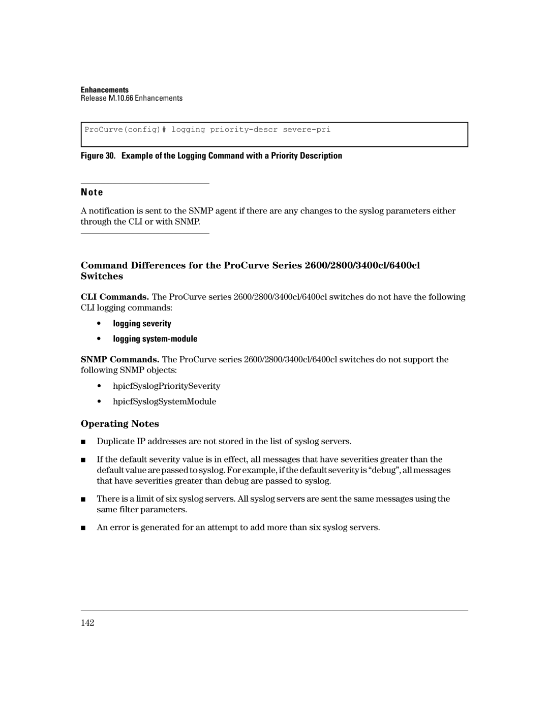 HP 3400CL-24G manual Example of the Logging Command with a Priority Description 