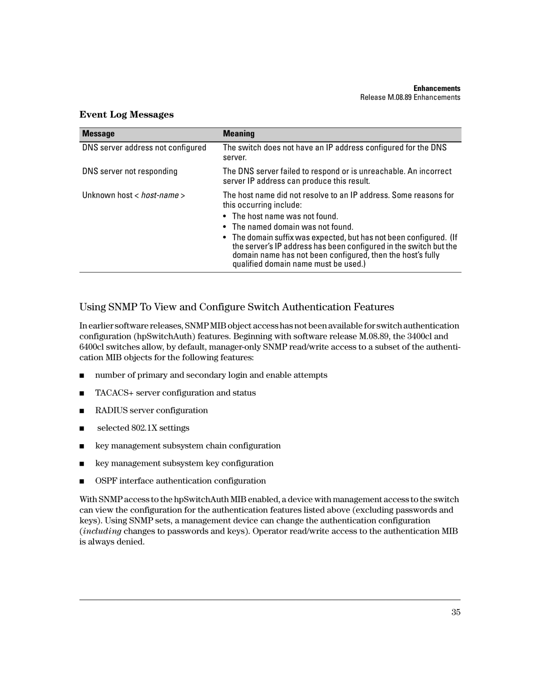 HP 3400CL-24G manual Event Log Messages, Message Meaning 