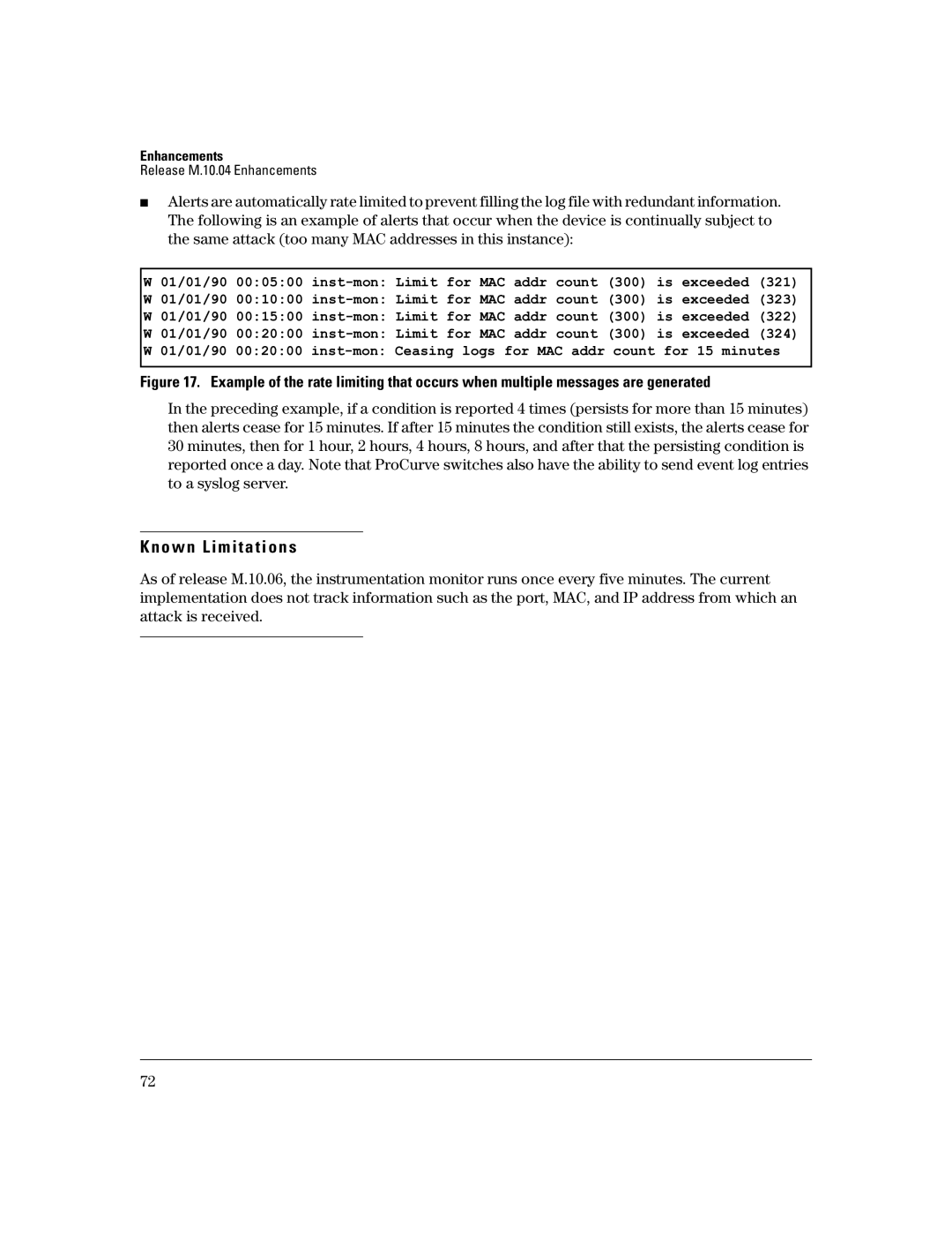 HP 3400CL-24G manual Known Limitations 