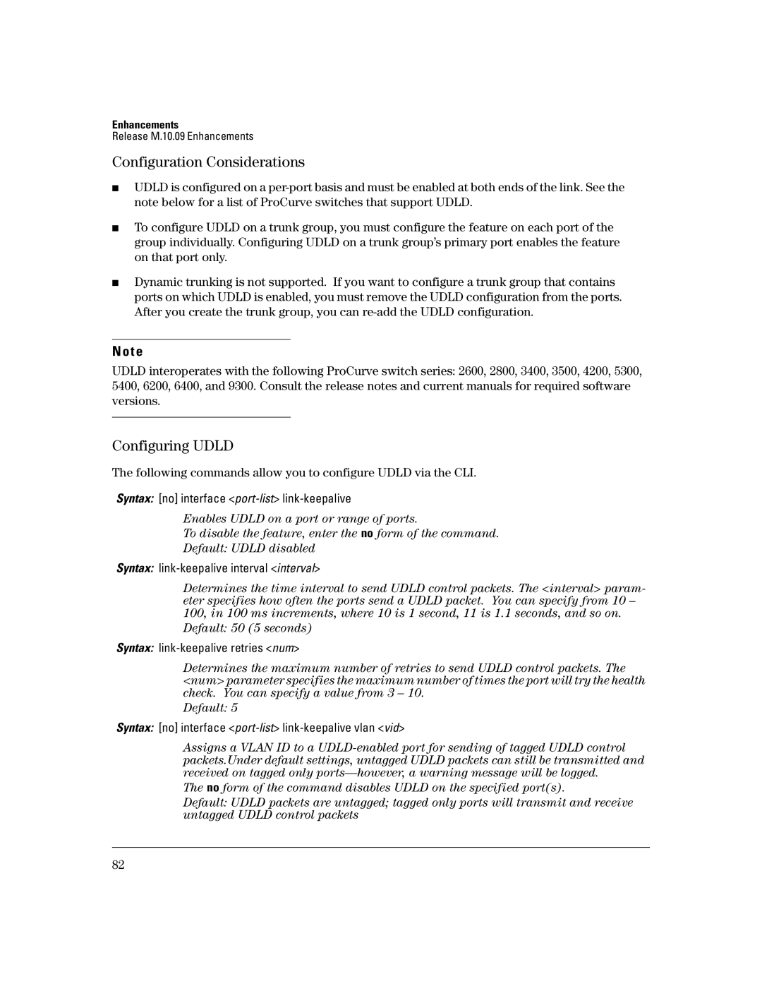 HP 3400CL-24G manual Configuration Considerations, Configuring Udld 