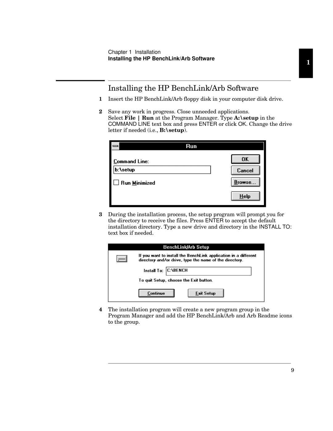 HP 34811A manual Installing the HP BenchLink/Arb Software 