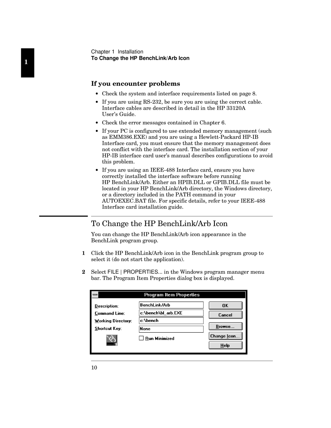 HP 34811A manual To Change the HP BenchLink/Arb Icon 