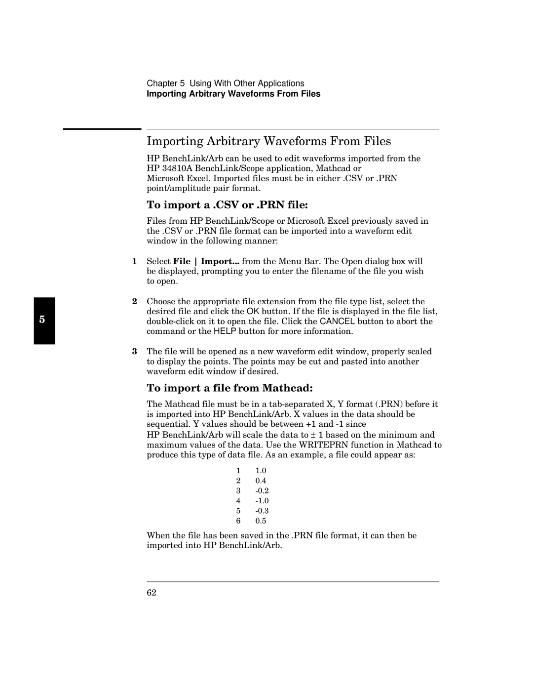 HP 34811A manual Importing Arbitrary Waveforms From Files, O Fffw 