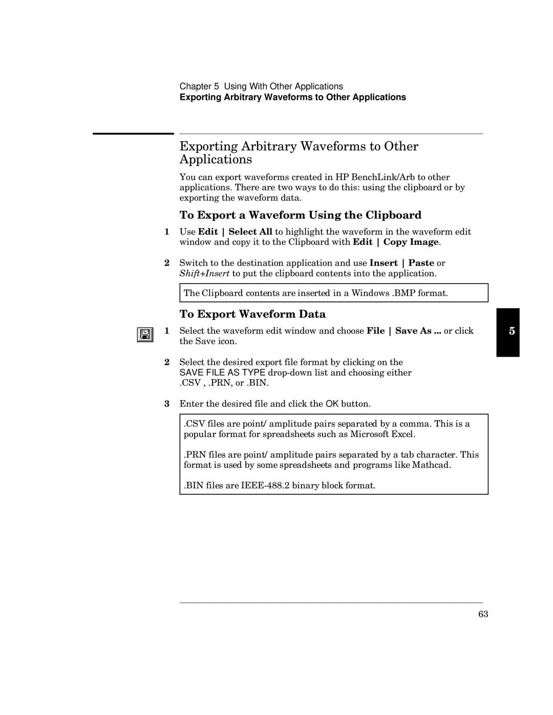 HP 34811A manual Exporting Arbitrary Waveforms to Other Applications, Fff 