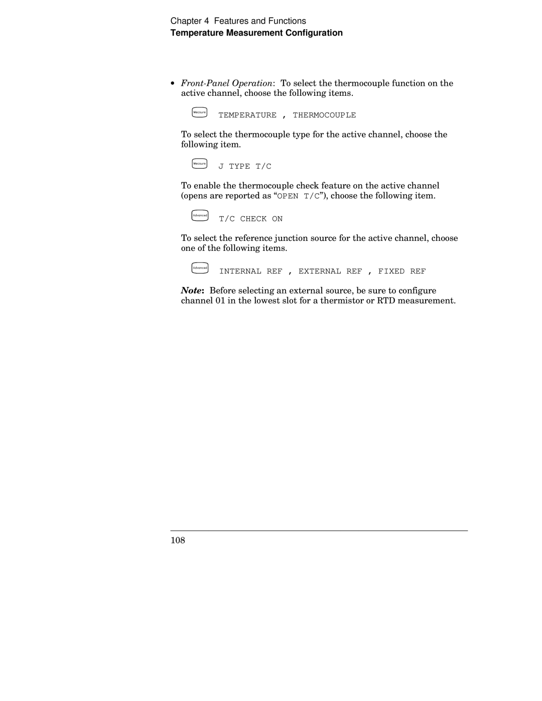 HP 34970A manual Temperature , Thermocouple 