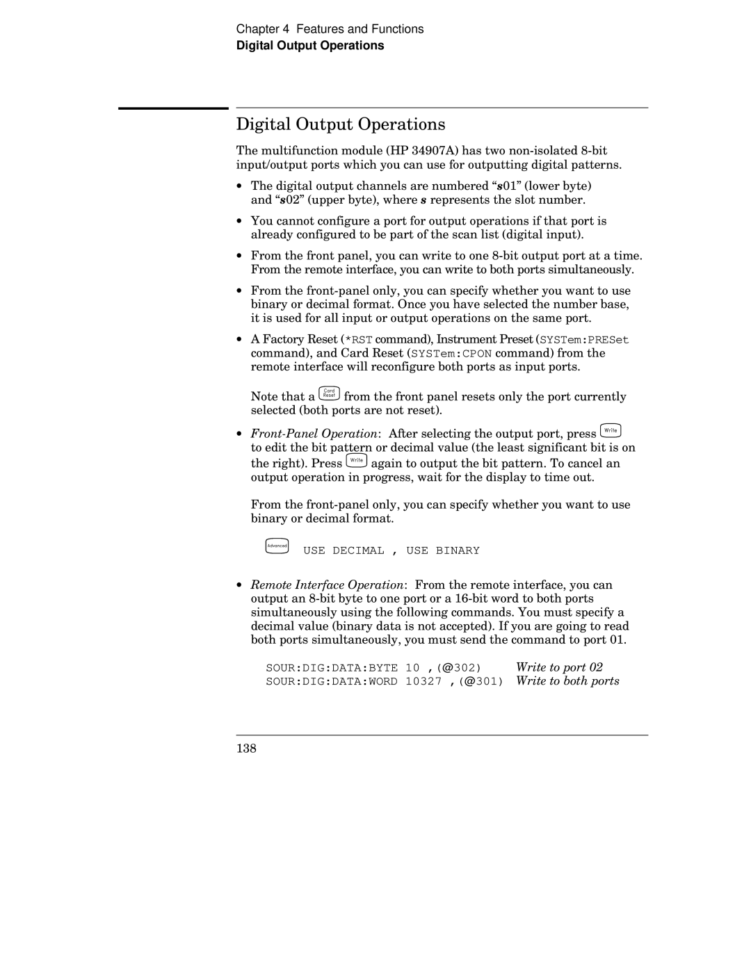 HP 34970A manual Digital Output Operations 