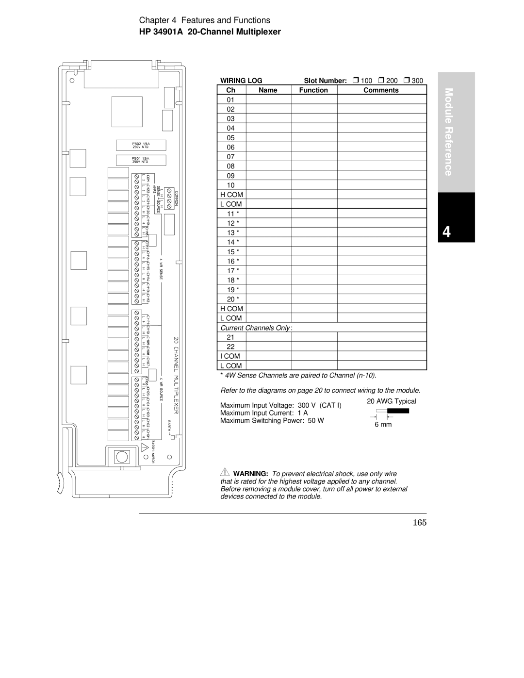 HP 34970A manual Slot Number, Name Function Comments 