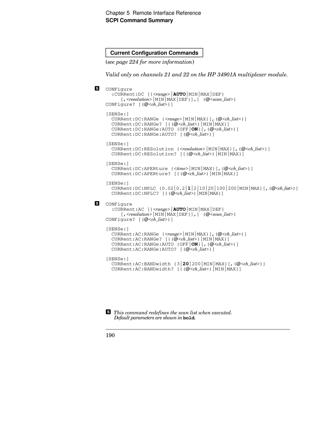 HP 34970A manual Scpi Command Summary Current Configuration Commands, Zz vz Kvy vz 98 vy Ud E78N zz z5 