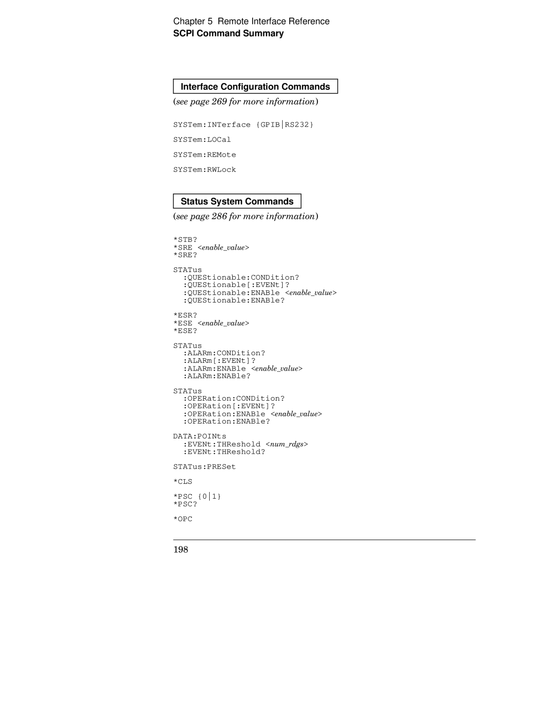 HP 34970A manual Scpi Command Summary Interface Configuration Commands, Zz vz 9BE, Status System Commands, Zz vz 9DB 