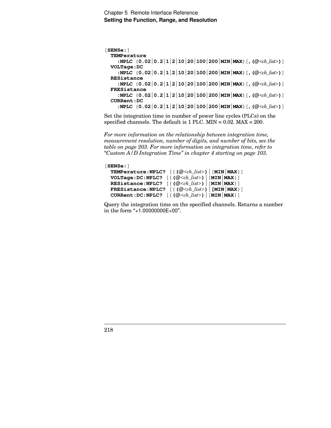 HP 34970A manual SENSe TEMPerature, VOLTageDC, FRESistance, CURRentDC 