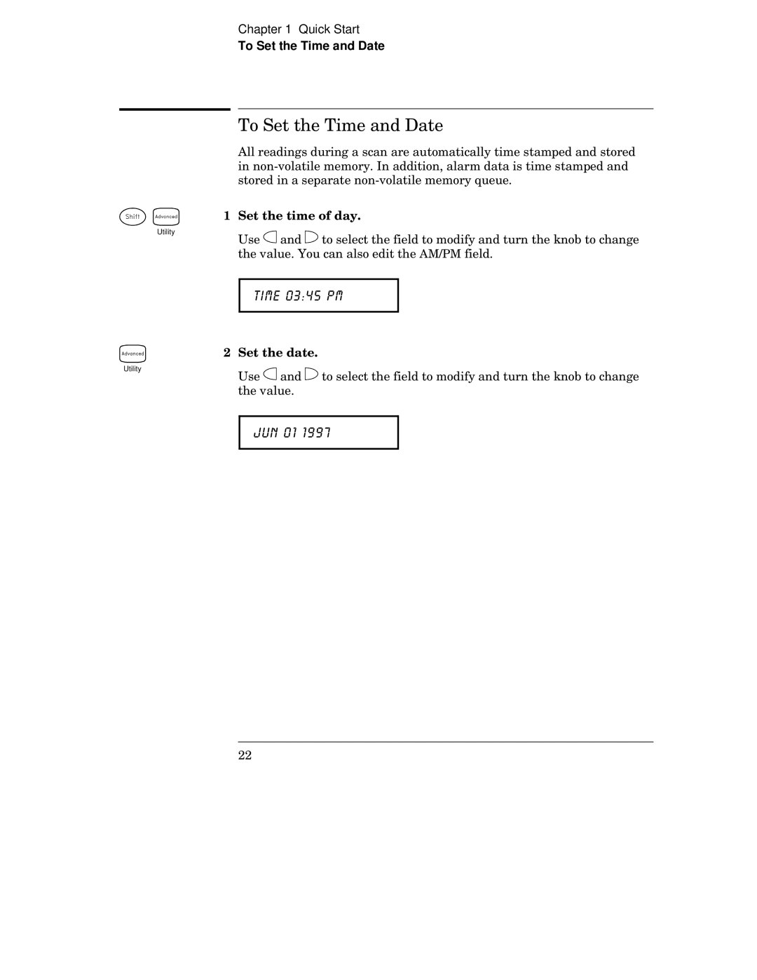 HP 34970A manual To Set the Time and Date 