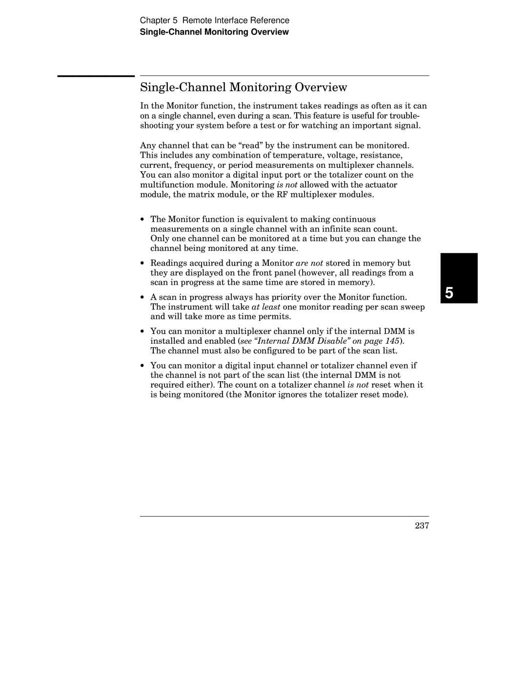 HP 34970A manual Single-Channel Monitoring Overview 