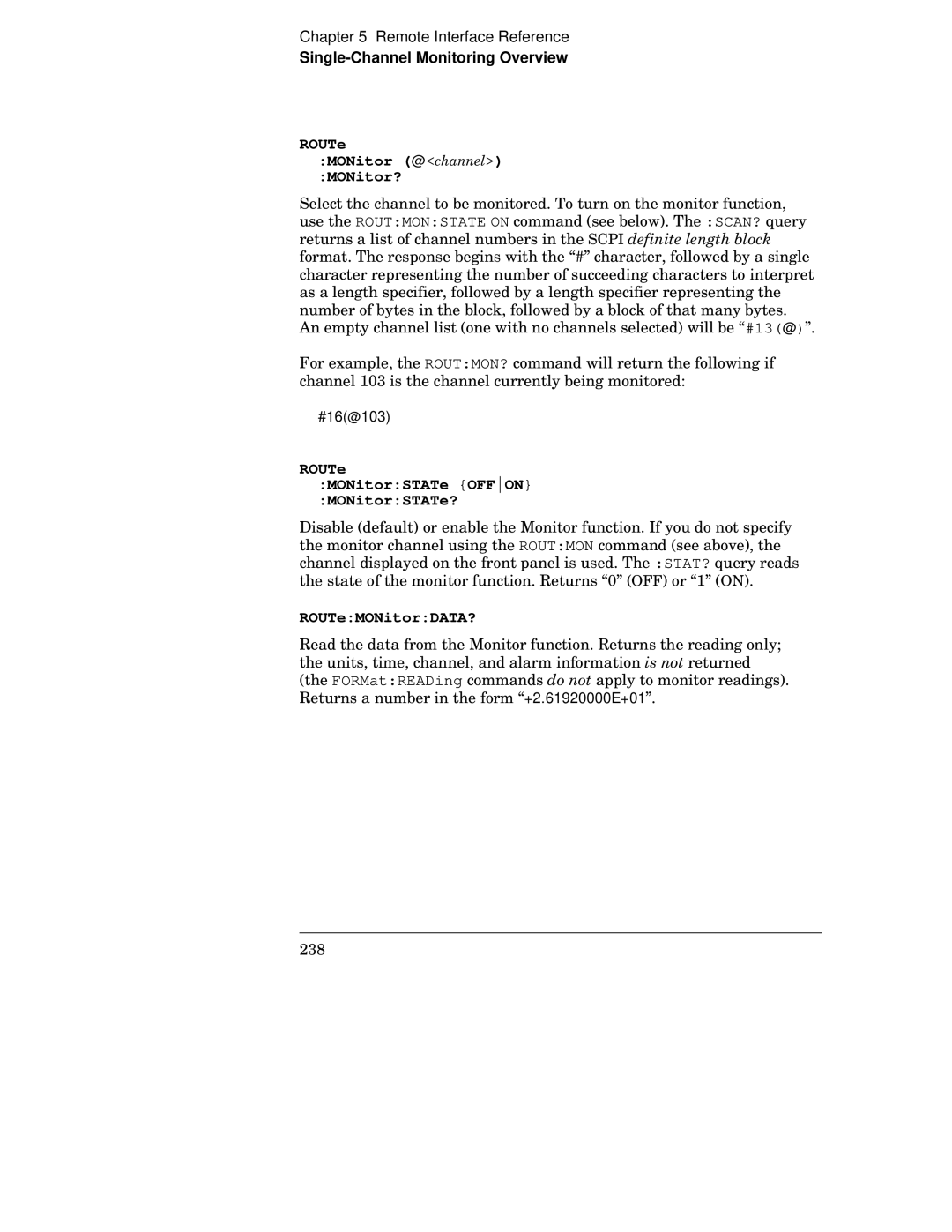 HP 34970A manual ROUTe MONitor @xvz MONitor?, ROUTe MONitorSTATe Offon MONitorSTATe?, ROUTeMONitorDATA? 