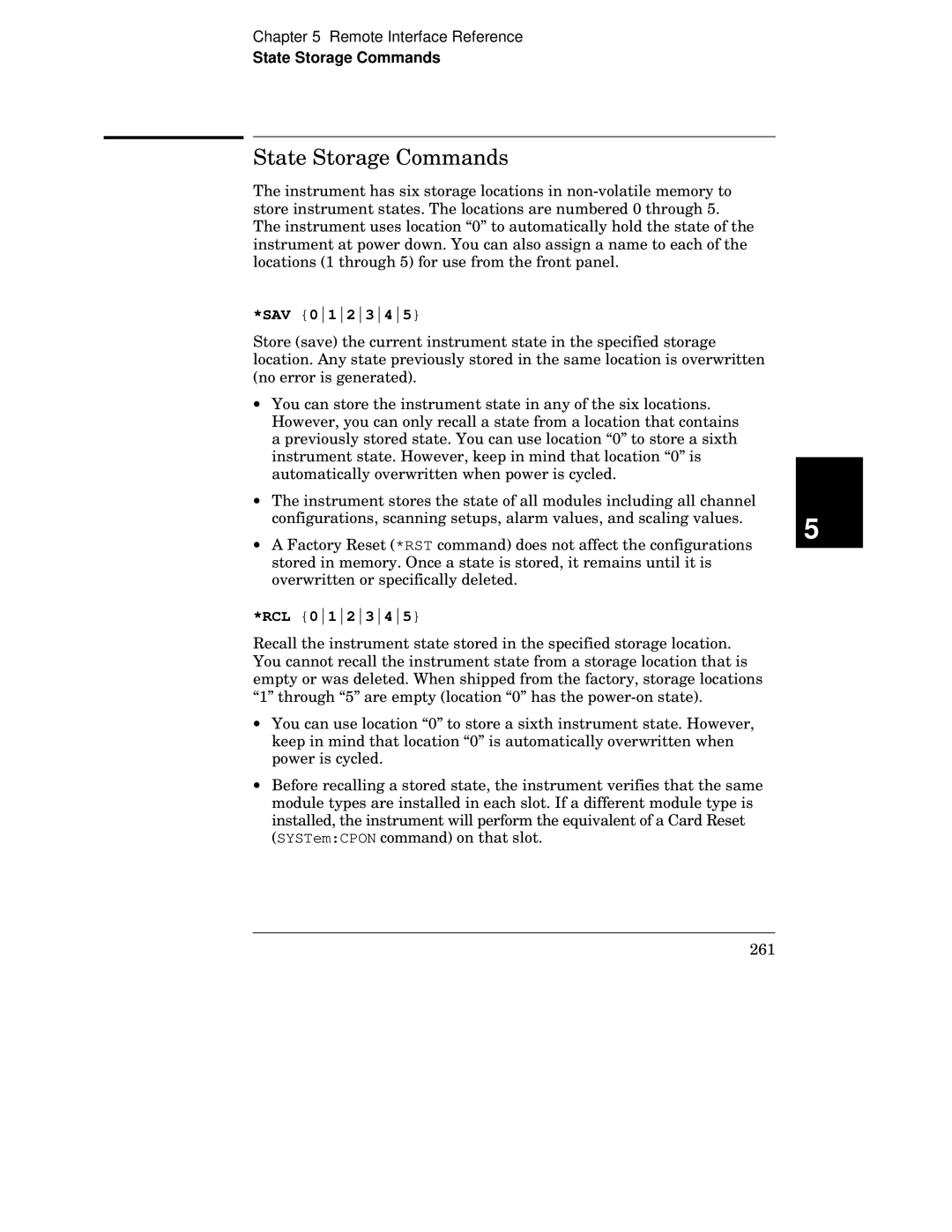 HP 34970A manual State Storage Commands, Sav, Rcl 