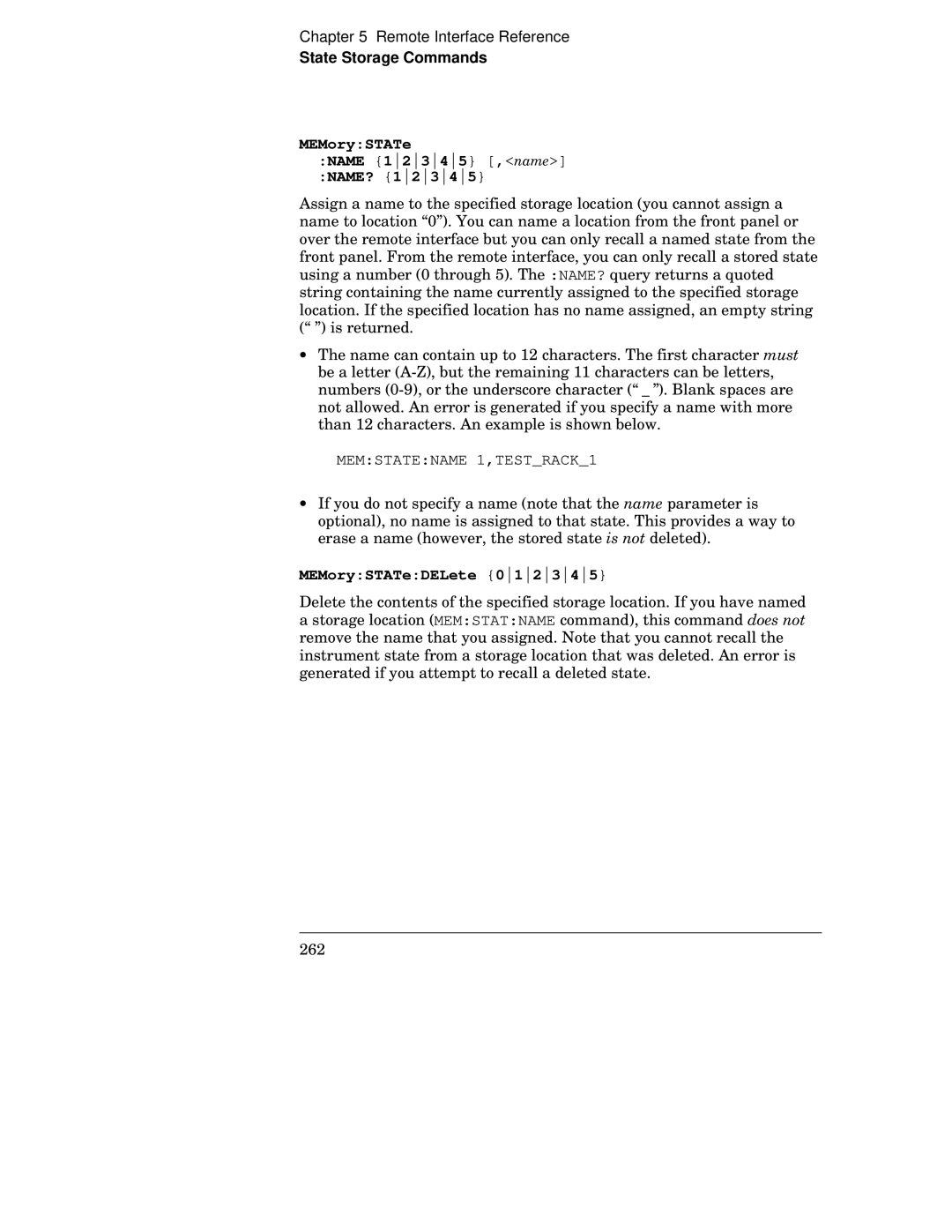 HP 34970A manual MEMorySTATe Name 12345 ,z NAME?, MEMorySTATeDELete 